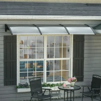 Outsunny Marquise de Terrasse pour Fenêtres et Portes, en Polycarbonate et Aluminium, 303x100x26cm - Marron(m-2)