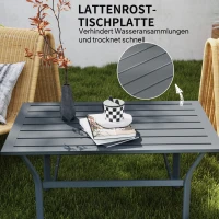 Outsunny Beistelltisch Metall Balkontisch mit Lamellendesign wetterfest Kaffeetisch Gartentisch 91,5 x 55 x 45 cm Dunkelgrau(m-4)