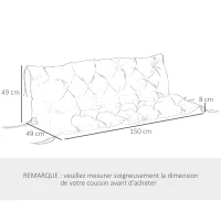 Outsunny Cojín colchón para asiento y respaldo de banco de jardín balancín sofá 3 plazas gran confort 150x98x8 cm caqui claro(m-3)