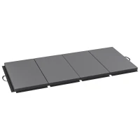 HOMCOM Tapete de gimnasia yoga pilates fitness plegable en 4 con asas revestimiento sintético 180x80x5 cm Gris(m-7)