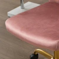 Vinsetto Sedia da ufficio design contemporaneo poltrona girevole 360° ergonomica schienale curvo altezza regolabile rivestimento velluto 56 x 60 x 102 cm rosa e dorato(m-4)