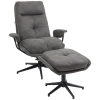 HOMCOM Sillón reclinable con otomana sillón con reposapiés respaldo ajustable; Microfibra Gris Oscuro(m-1)