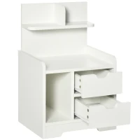 HOMCOM Comodino Multi-Rangement con 2 Cassetti e Vano Scaffale, Legno, Bianco(m-5)
