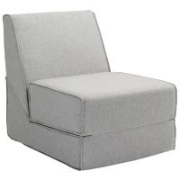 HOMCOM Sillón Moderno de Suelo Convertible en Chaise Longue en Tejido Gris Claro(m-5)