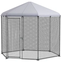 PawHut Recinto para gallinero exterior 5 m² parque con malla 2,8x2,45x2,46 m - espacio cubierto - 5/8 gallinas(m-7)