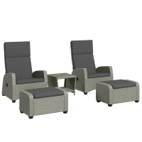 Outsunny 5-Piece Rattan Garden Furniture Set with Cushions - Charcoal Grey(m-1)