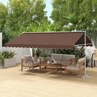 Outsunny Tenda da sole autoportante inclinabile con manovella, 4,5x3,4 m, Marrone(m-2)