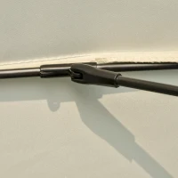 Outsunny Ombrellone Rettangolare da Giardino Inclinabile Rotondo Ø 2,5 m con 18 Stecche, Manovella, Asta in Metallo, Fibra di Vetro, Poliestere ad Alta Densità, Beige(m-4)