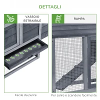 PawHut Pollaio Prefabbricato in Legno per 2 Galline con Recinzione e Nido per Cova, 150.5x54x87cm(m-7)