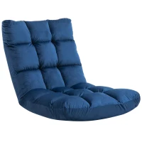 HOMCOM Poltrona Convertibile in Letto con Schienale Reclinabile 90°-180°, Pile di Poliestere Trapuntato, Blu(m-1)