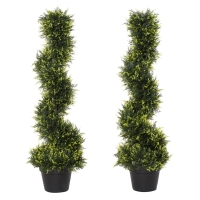 Outsunny Plante en spirale artificielle, arbre de cèdre en spirale avec pot, 90 cm, cèdre artificiel pour décoration intérieure et extérieure, Vert