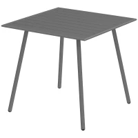 Outsunny Mesa de comedor de jardín para 6 personas con tablero de lamas para jardín, patio, terraza, 80x80x74 cm, Gris(m-7)
