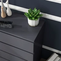 HOMCOM Comò 5 cassetti senza maniglie Moderno in Finitura Lucida Grigia(m-4)