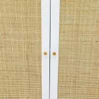 HOMCOM Mueble de Almacenamiento Buffet alto diseño bohemio doble puertas con 2 niveles fachada en ratán 80x40x85 cm Blanco(m-5)