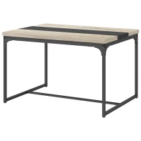 HOMCOM Mesa de comedor para 6 personas estilo industrial en metal Negro y madera 120x89x75,5 cm(m-6)