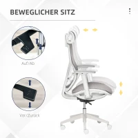 Vinsetto Fauteuil de Bureau Chaise de Bureau Chaise de Jeu avec Appuie-tête Coussin Lombaire Accoudoirs 3D 3 Étapes Roues Pivotantes à 360° Réglable en Hauteur Ergonomique Tissu en Maille Mousse Gris 67 x 65 x 120-128 cm(m-4)