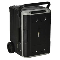 Outsunny Kühlbox Auto 40L mit LED-Beleuchtung Kompressor Autokühlschrank mit Griffe Transportrollen Boot Camper Reisen 12/24V DC und 110-240V AC Grau+Schwarz(m-12)