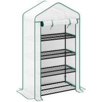 Outsunny Invernadero de jardín balcón estantería 4 niveles 90x49x160 cm acero galvanizado lona desmontable PE alta densidad Blanco