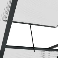 Outsunny Serra da Giardino in Policarbonato, Resistente ai Raggi UV 30+, Fondazione Rinforzata, Grondaia, 190 x 132 x 201 cm, Grigio(m-4)