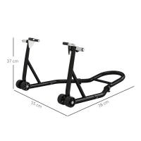 HOMCOM Soporte de Caballete Trasero para Motocicleta Elevador de Rueda con Ruedas y Brazo Oscilante en U Negro(m-3)