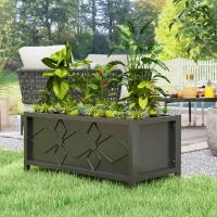 Outsunny Fioriera esterna fioriera rialzata zincata con bordo di sicurezza rettangolare 80 x 40 x 38 cm nero(m-3)