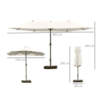 Outsunny Parasol Doble para Jardín con Manivela, Cremeweiß Oval 460x270x240 cm(m-3)