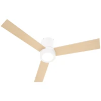 HOMCOM Ventilatore da soffitto 2 in 1 con luce LED 3 velocità silenzioso - telecomando - diametro 112 cm, naturale e bianco(m-5)