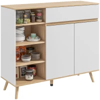 HOMCOM Mueble de Almacenamiento Buffet cocina estilo escandinavo 1 armario de doble puerta 1 cajón y 4 nichos estantes ajustables(m-6)