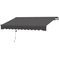Outsunny Tenda a Bracci Estensibili Elettrica con Manovella Regolabile in Altezza 300 cm di Larghezza, Grigio Scuro(m-5)