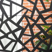 Outsunny Pannello Decorativo per Balcone con Motivo Geometrico Forato in Acciaio, 122 x 45 x 198 cm, Nero(m-4)