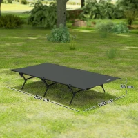 Outsunny Łóżko Campingowe Składane z Torbą 200 x 100 x 36 cm do 120 kg, Extra Szerokie, Czarne(m-3)