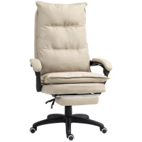Vinsetto Sedia da Ufficio Massaggiante con Altezza Regolabile, Schienale Reclinabile e Poggiapiedi Integrato, Beige(m-5)