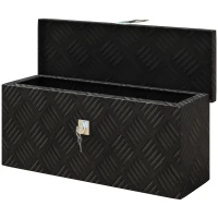 HOMCOM Aluminium-Werkzeugkiste - Werkzeugkasten mit Schlüsselverschluss - 50L x 15,5B x 20,5H cm(m-1)