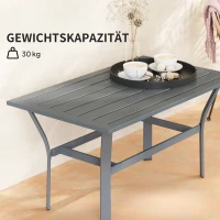 Outsunny Balkontafel Metaal met Lamellenontwerp Weerbestendig, Koffietafel, Tuintafel 91,5 x 55 x 45 cm Donkergrijs(m-6)