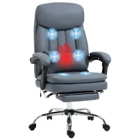 Vinsetto Silla de Oficina de Dirección con Masaje y Calefacción Altura Regulable Respaldo Inclinable Reposapiés Azul(m-6)