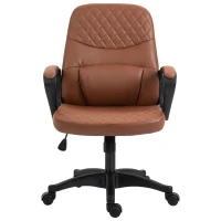 Vinsetto Fauteuil de Bureau à Bascule avec 2 Points de Massage et Port USB, Chaise de Bureau en Similicuir Marron avec Hauteur Réglable, 59x63x92-101cm(m-1)