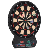 HOMCOM Elektronisches Dartspiel 27 Hauptspiele für bis zu 8 Spieler LED-Anzeige Schwarz(m-6)