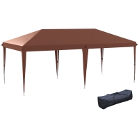 Outsunny Gazebo 6 x 3 m da Giardino Pop-up Pieghevole con Borsa Inclusa, Acciaio Epossidico Oxford ad Alta Densità, Marrone