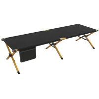 Outsunny Cama de Camping plegable en aluminio con bolsillo lateral - tela Oxford para playa, camping, jardín(m-7)