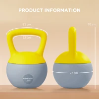 SPORTNOW Kettlebell 10kg Hantel mit rutschfester Griff für Fitness- und Krafttraining, Grau und Gelb(m-3)