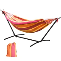 Outsunny Amaca da Giardino con Supporto in Metallo Epoxy Amaca su Supporto 1 Posto Carico Max. 120 Kg Borsa per il Trasporto Rosso(m-5)