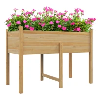 Outsunny Hochbeet mit 2 Entwässerungslöchern und Vliesstofftasche, aus Fichtenholz, 115x55x80 cm(m-5)