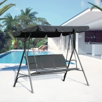 Outsunny Dondolo da Giardino a 3 Posti Grand Confort Tetto Impermeabilizzato Inclinazione Regolabile Seduta e Schienale Ergonomici Acciaio Tessilene Grigio(m-2)