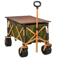 Outsunny Carrito de Transporte Plegable con Mesa Plegable, Marco de Acero, Mango Ajustable, Verde, 108x55x93 cm(m-6)