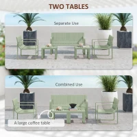 Outsunny Set de Grădină din 5 Piese cu Canapea, 2 Fotolii și 2 Măsuțe, 122x60.5x70 cm, Verde(m-6)