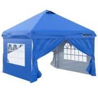 Outsunny Carpa pop-up tienda de jardín barnum 3x3 m con 4 paredes laterales desmontables Azul(m-6)
