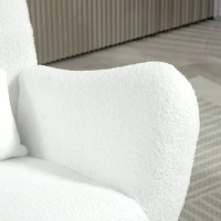 HOMCOM Sillón Mecedora revestimiento de peluche cojín lumbar antideslizante hasta 120 kg Blanco(m-5)