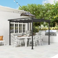 Outsunny Pergola da Giardino 3 x 3 m con Tetto Regolabile, Struttura in Metallo, Protezione UPF30+, Pergola per Veranda o Terrazza, Grigio Scuro(m-3)
