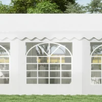 Outsunny 6 x 4m Party Gzebo, Party Marquee, Heavy Duty, Removable Sidewalls & Zippered Doors, Windows, Water Resistant-Whtie(m-9)