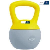 Kettlebell, 6 kg,  Hantel mit rutschfestem Griff, Grau und Gelb(m-4)